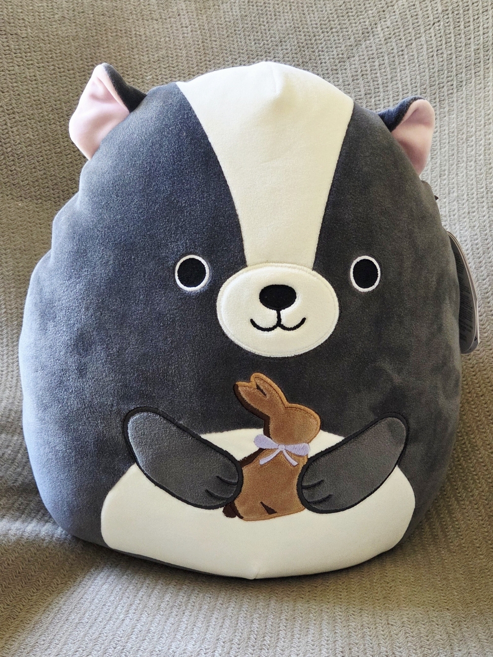 Squishmallows Skyler The Skunk Plush Holding A Chocolate Bunny - 12 Inches